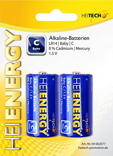 Heitech Alkaline Batterien Baby C - 1,5 Volt, (2-er Pack)