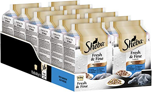Sheba Fresh & Fine Katzenfutter Fisch (MSC) Variation, 72 Beutel (72 x 50 g)