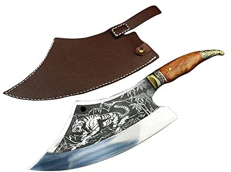 Handmade Damascus Steel Blade Knife with Leather Sheath 1569