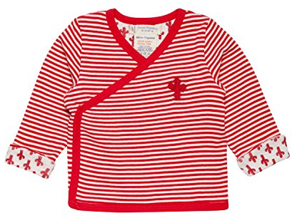 Sense Organics Baby-Mädchen Wanda Wickeljacke Strickjacke, Mehrfarbig (Mini Stripes Rose Red+Cactus 390002), 86 (Herstellergröße: 12M)