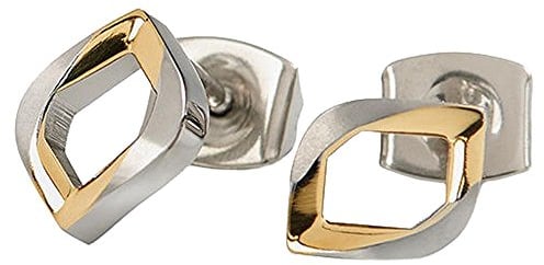 Boccia Damen Ohrstecker Silber/Gold Titan 9x7mm