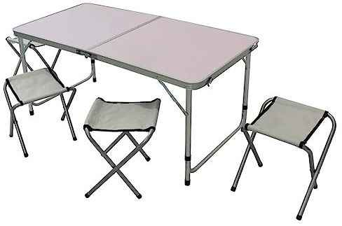 Cosma Klapptisch mit 4 Hocker Camping aus Aluminium
