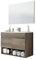 Miroytengo Mueble de Baño Suspendido con 2 Puertas y Espejo, Módulo Colgante con Lavabo PMMA Roble Nordik 80x64x45 cm