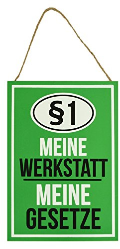 Wandbild MDF Holz 20x30cm „Meine Werkstatt meine Gesetze“ Wanddeko Schild Deko Bild Geschenkidee Geschenk
