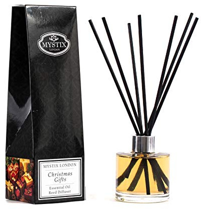 Mystix London Essential Oil Reed Diffuser Scent | Festive Blend with Frankincense, Myrrh & Orange | Safe & Long-Lasting | 100ml Bottle