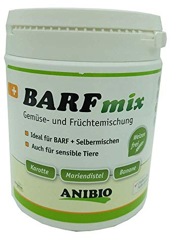 ANIBIO Barf Mix 400g Gemüse und Früchtemischung | barfen | leicht verdaulich | Weizenfrei | Auch für Sensible Tiere | mit Flohsamenschalen | Barfmix für Hunde + Katzen