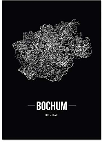 JUNIWORDS Stadtposter - Wähle Deine Stadt - Bochum - 21 x 30 cm Poster - Schrift B - Schwarz