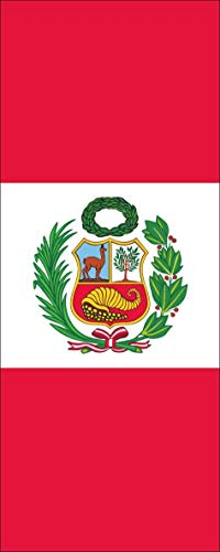 flaggenmeer® Flagge Peru mit Wappen 120 g/m² ca. 200 x 80 cm mit Hohlsaum für Ausleger