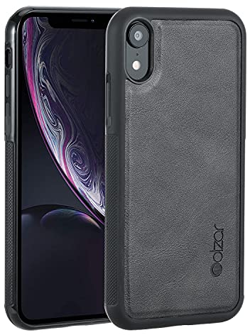 Molzar GripBig Series for iPhone XR Case, Built-in Metal Plate for Magnetic Mount, Works with Qi-certified Chargers, Compatible with Apple iPhone XR, Black/Black