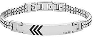 Fossil Pulsera Para Hombre, Longitud Interior: 180mm - 195mm Pulsera De Acero Inoxidable Plateada, JF03392040