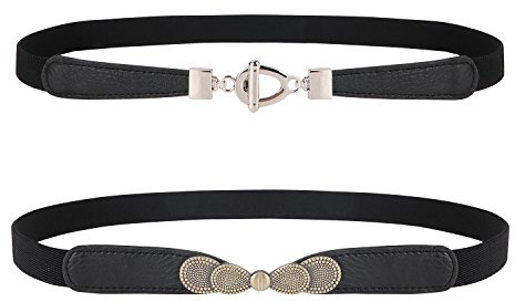 WERFORU Dünner elastischer Stretchgürtel für Damen für Kleider Retro Damen Vintage Dünne Taille Gürtel