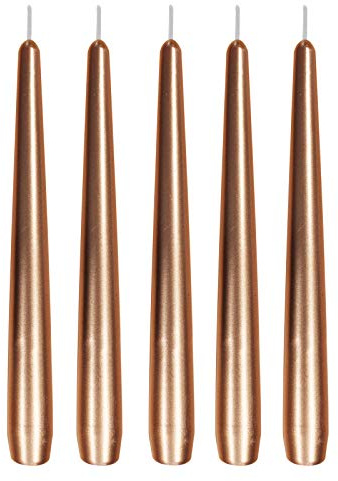 Ebersbacher Kerzenfabrik GmbH Spitzkerzen Leuchterkerzen lackiert Bronze, 5 Stück, Größe ca. 22 x 240 mm, einzeln in Folie, Tafelkerze Stabkerze