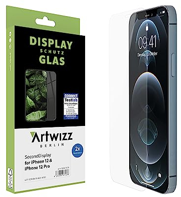 Artwizz SecondDisplay (2er Pack) Schutzglas geeignet für iPhone 12/12 PRO - Displayschutz aus Sicherheitsglas, 9H Schutzgrad, Hüllenfreundlich