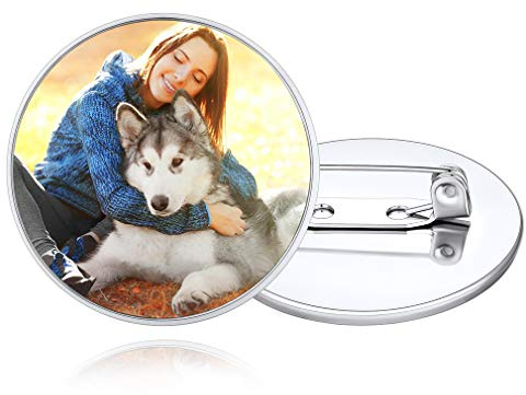 Custom4U Broche Épingle avec Photo Gravé Femme Bijoux Chapeau Vêtement
