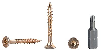 100 Stück gelb verzinkter Stahl 3,0 x 30 mm Holzschrauben Torx Kopf Typ 17 Senkkopf Spanplattenschrauben (100, 3,0 x 30 mm)