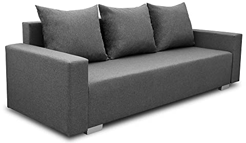 Bonni Schlafsofa Burgos, Sofa mit Bettkasten und Schlaffunktionn, Klappsofa, Schlafcouch, Bettsofa, Couch vom Hersteller,Couch, Couchgarnitur, Sofagarnitur (Graphit)