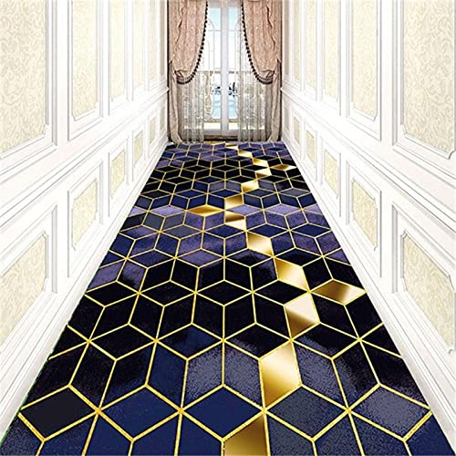 ZZUU Teppiche - Läufer Bettumrandung Modern Geometrische Karo Flur Teppich, Rutschfest Robust Waschbar, Für Wohnzimmer, Schlafzimmer, Esszimmer