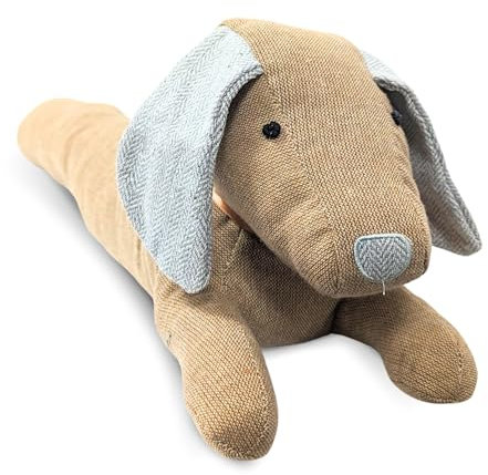 Draft excluder for door bottom Brown Dachshund Dog Draught Excluders Door Stopper herringbone Fabric Material & Filling, Stitched, Velvety Soft long cushion for home