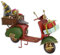 clever-deko Nostalgie Blech Mofa Moped Vespa Modell mit Geschenken Retro rot Weihnachtsdeko Weihnachten groß Merry Christmas WEIHNACHTSMANNMOBIL