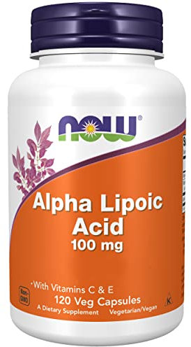 Now Foods, Alpha Lipoic Acid (Ácido Alfa-Lipoico), 100mg, 120 Cápsulas veganas, Probadas en Laboratorio, Sin Gluten, Sin Soja, Sin OGM