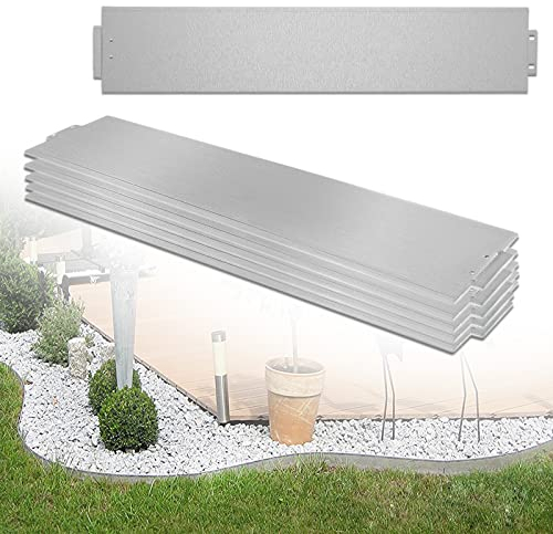HENGMEI Rasenkante Metall 15m Beeteinfassung Beetumrandung Verzinkt 100x15cm per Stück Beetbegrenzung Rasenbleche Mähkante Palisade