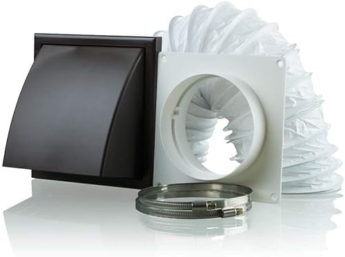 125mm Tumble Dryer Cooker Hood Extractor Fan Wall Duct Kit with Cowled External Shutter Vent 5 inch - Brown