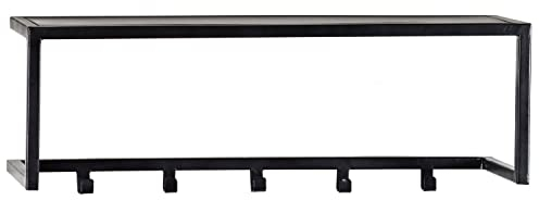 Wandgarderobe Abby B 78 cm Mango massiv Metall schwarz 5 Haken Ablage Garderobe