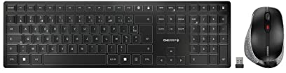 CHERRY DW 9500 SLIM, Ensemble Clavier et Souris Sans Fil, Disposition française (AZERTY) Bluetooth ou Radio 2,4 GHz, Souris Ergonomique pour Droitiers, Gris anthracite