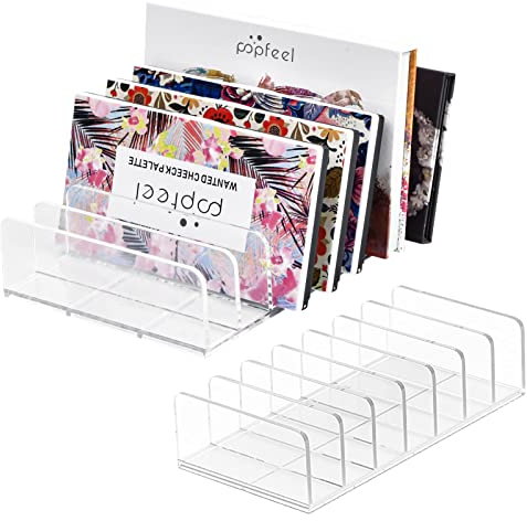 2Pcs Aufbewahrungsbox Lidschatten Kosmetik Organizer mit 7 Steckplätzen Transparent Schubladen Make Up Organizer aus Acryl Beauty Schminktisch Organizer für Lidschatten Puder Conditioner Erröten