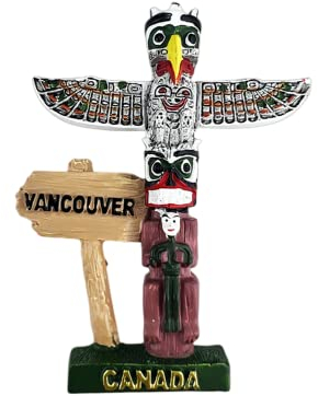 Totemstange Vancouver Kanada Kühlschrankmagnet Reise Souvenir Kühlschrank Dekoration 3D Magnetaufkleber Handbemalt Handwerk