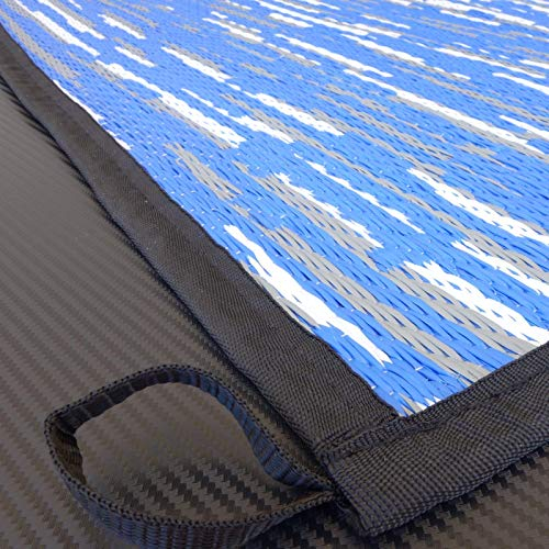 odooro Outdoor Teppich WAVETEX Platin 2,7m x 5m blau-weiß *** VIELE GRÖSSEN + Farben * 450 g/m² Camping Zeltteppich Vorzelt Garten Spieldecke Wohnwagen Camper