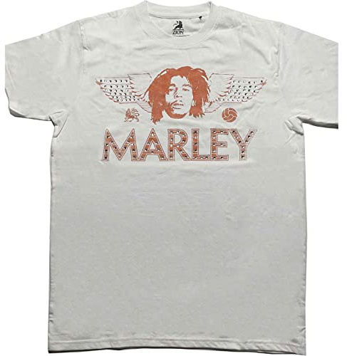 Bob Marley Unisex Wings-Logo und Strasssteinen, Weiß T-Shirt, XXL