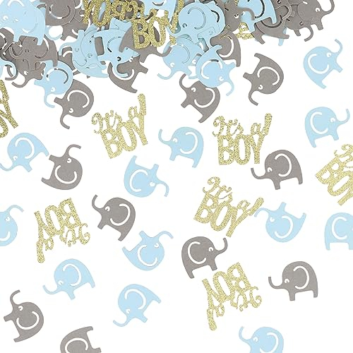 VIKY® Its a Boy Konfetti Babyparty Deko Junge, 100 Stück Gender Reveal Party Deko Elefant Confetti, Babyshowerparty Deko Junge, Baby Shower Deko Boy, Streudeko Taufe, Konfetti Blau für Deko Babyparty