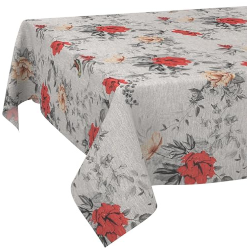 Stoff Tischdecke Tischwäsche Textil Tischtuch Baumwolle Polyester Gewebe abwaschbar pflegeleicht, in rund oval eckig Flora 160x120cm Schnittkante