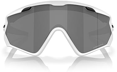 Oakley Men's OO9418 Wind Jacket 2.0 Rectangular Sunglasses, Matte White/Prizm Black, 45 mm