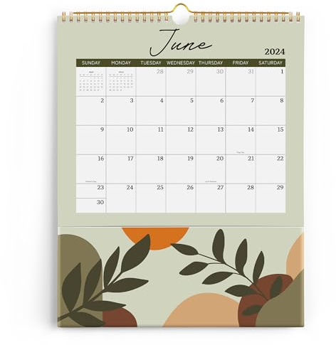 Cabbrix Wandkalender 2024-2025 mit Taschen, Boho Wandkalender 2024-2025 läuft von Jan 2024 bis Juni 2025, 18 Monats-Wandkalender mit Aufhängehaken für Hausarbeit, To-dos & Termine