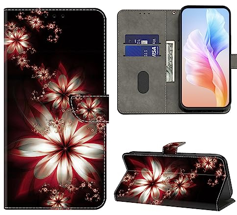 VODEFOX Schutzhülle für Samsung Galaxy S24 Ultra, Galaxy S24 Ultra, Brieftasche, niedliches Klappetui, PU-Leder, Schutzhülle mit Kartenhalter, Magnetverschluss, für Samsung S24 Ultra – Traumblume