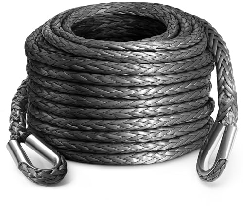 DAYDOOR Winch Rope Extension, 3/8'' x 50ft 26,500 Lbs, Gray | Standard length UHMWPE Winch Cable Extension, Universal Offroad Recovery Line for Jeep Truck ATV UTV 4x4