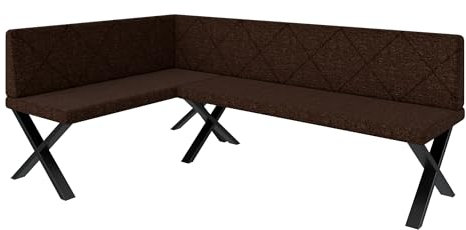 FURNISTAR Eckbank Akiko Metal X - Eckbankgruppe für Ihrem Esszimmer, Küche modern, Sitzecke, Essecke. Perfekt für Küche, Büro und Rezeption. Solide und Starke Verarbeitung. (128x196-Links-Inari28)