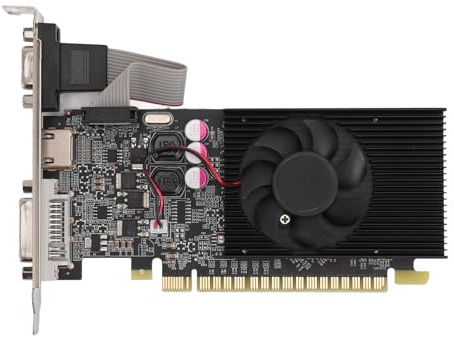 Zunate Carte Graphique 1 Go DDR3 64 Bits, Carte Graphique 550 MHz avec Ventilateur de Refroidissement, Emplacement PCI Express 2.0 16X, HDMI, DVI, VGA, pour 10 11 Vista,
