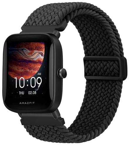 Cinturino per Amazfit Bip u Pro/Bip, Intrecciato Cinturini in Elastico Tessuto per Amazfit Bip 3 Pro/Amazfit Bip Lite/Bip S/Bip S Lite/Bip U,Pulsante di Chiusura Magnetico