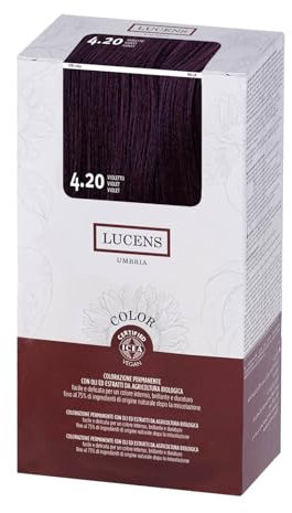 Lucens - Kit Colorazione Capelli Permanente Senza Ammoniaca Con Oli ed Estratti da Agricoltura Biologica, 4.20 Violetto
