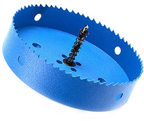 Sierras de Corona 115mm, M42 HSS Bi-Metal Coronas Perforadoras con Adaptador y Broca Piloto Profundidad de Corte 30mm, Abridor de Agujero para Metal Aluminio Madera PVC Plástico, Azul