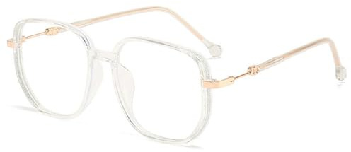 KOOSUFA Mode Quadratische Anti Blaulicht Lesebrille Damen Herren Metallbügel Glitzer-Rahmen Computer Lesehilfe 0.0 1.0 1.5 2.0 2.5 3.0 3.5 4.0