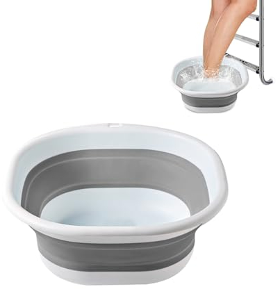 GUAHKUN Fußbad Fussbad Pool, Pool Fußwanne, Faltbare Fußbadewanne Für Pool Zubehör, Rutschfestes Fußwanne Pool, Fussbecken Für Pool Leiter, Schwimmbäder Fußreinigung (Grau)
