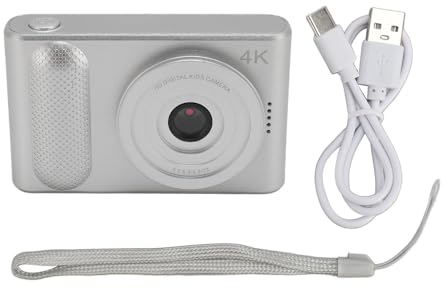 4K Digitalkamera, 48 MP, 16 facher Digitalzoom, Autofokus Kompaktkamera, Taschen Vlogging Mikro Spiegelreflexkamera, Kompakte Kleine Kamera für Reisefotografie Vlogging (SILVER)