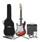 Full Size Left Handed LA Electric Guitar Sunburst with 15W Guitar Amp & Complete Accessory Kit