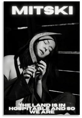 Mitski-Poster, schwarz-weiß, Album-Poster, Leinwand, farbecht, Wandkunst, dekoratives Gemälde für Wohnzimmer, Schlafzimmer, Heimdekoration, 40 x 60 cm, ungerahmter Stil