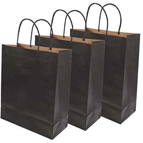 Gogogmee Mittelgroße personalisierte Taschen mit Griffen 26x12x32CM Schwarzes Kraftpapier für Partys