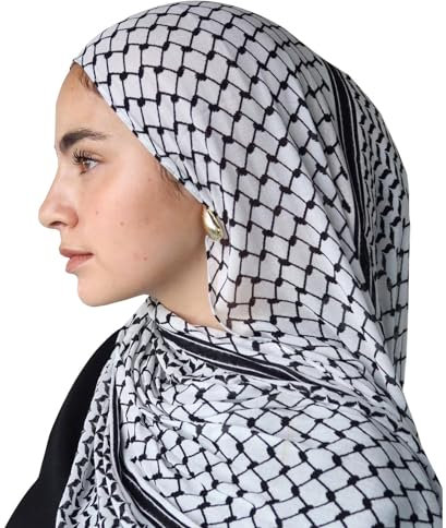 zwxqe Hijab Bandana | Wrap | Arabischer Schal, großes arabisches Bandana, Wüstenschal, Hijab, traditioneller Palästina-Schal, arabischer Wickelschal, Kopftuch für Mädchen und,
